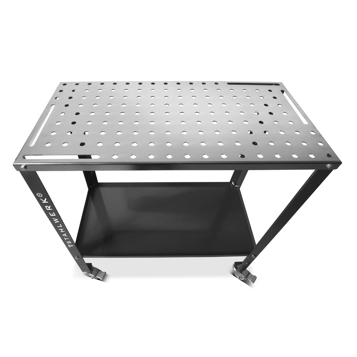 STAHLWERK Schweißtisch WT-960 ST 915 x 457 mm verzinkter Montagetisch mit 200 kg Tragkraft, D22 Lochplatte, pulverbeschichteten Beinen und Ablagefach