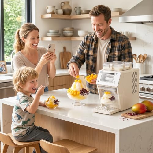 Image of Erivess Shaved Ice Machine, 44LBS /24H Snowflake Maker, No Ice Needed | Auto-Clean Electric Snow Cone Maker with 8-Speed, Ice Shaver Machine With 26oz Tank, Stainless Steel Blade, for Home, Bingsu
