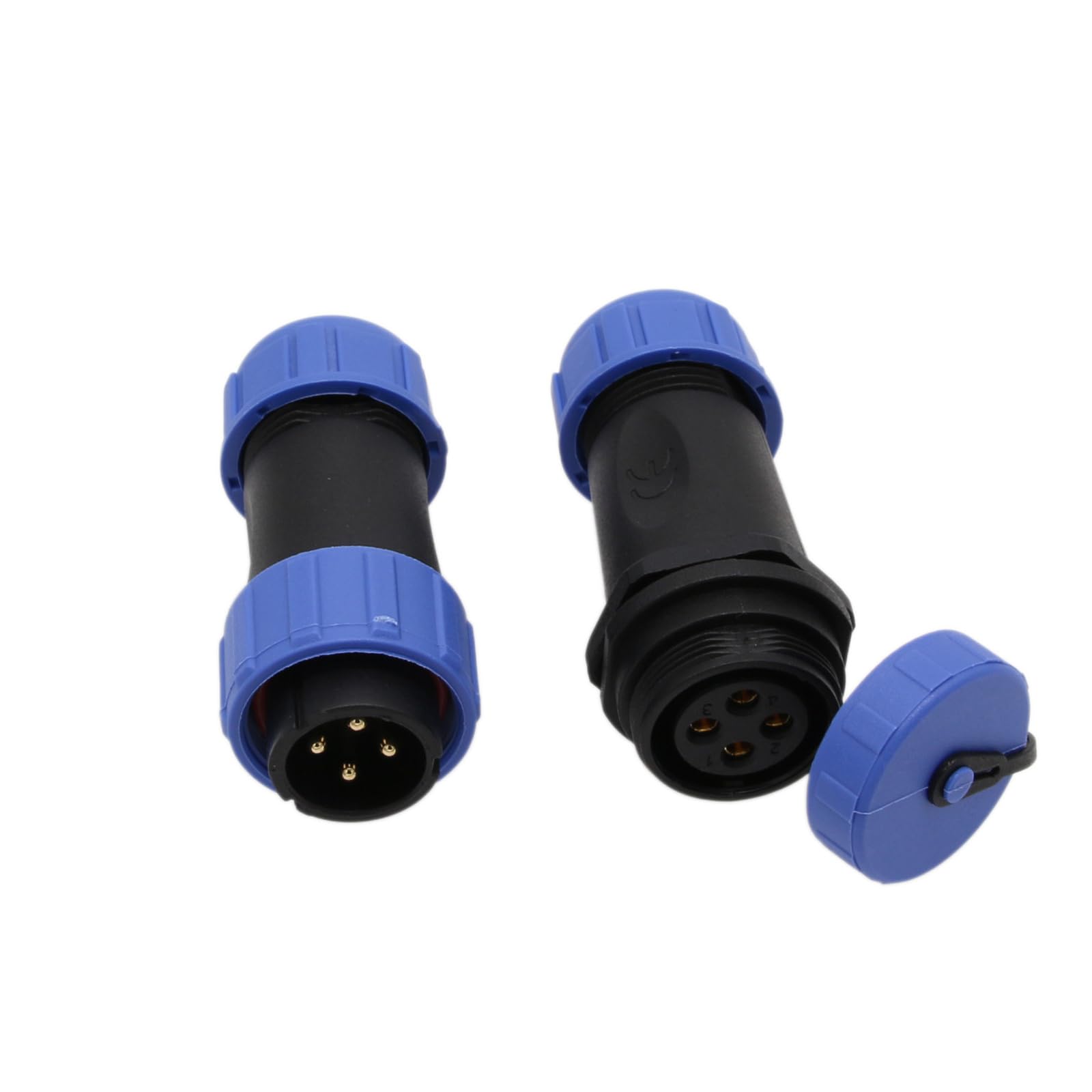 HangTon HE21 4 Pin Waterproof Aviation Connector Cable Plug Male Female Power Quick Disconnect Outdoor Wire Plug for LED/Marine/Lighting Application (