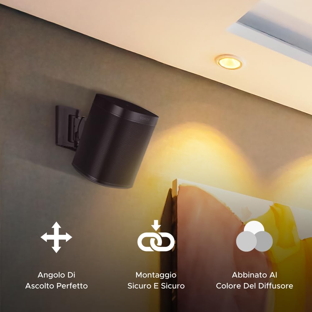 Sound bass ONE, Staffa per Montaggio a Parete, Inclinabile e Girevole, Nero, Doppio, Compatibile con ONE, ONE Gen 2, ONE SL & Play:1, Installazione Semplice, Include Kit di Montaggio