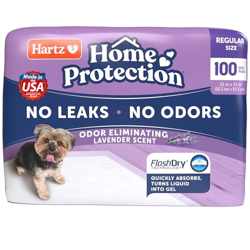 Hartz Home Protection Lavender Scented USA Made Dog Pads, 100 count, Super Absorbent & Won't Leak, Odor Eliminating