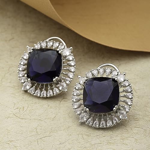 Rhodium-Plated Diamond Stud Earrings