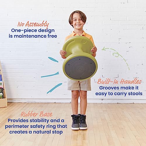 Image of ECR4Kids Twist Active Wobble Stool, 14in Seat Height, Classroom Furniture, Fern Green