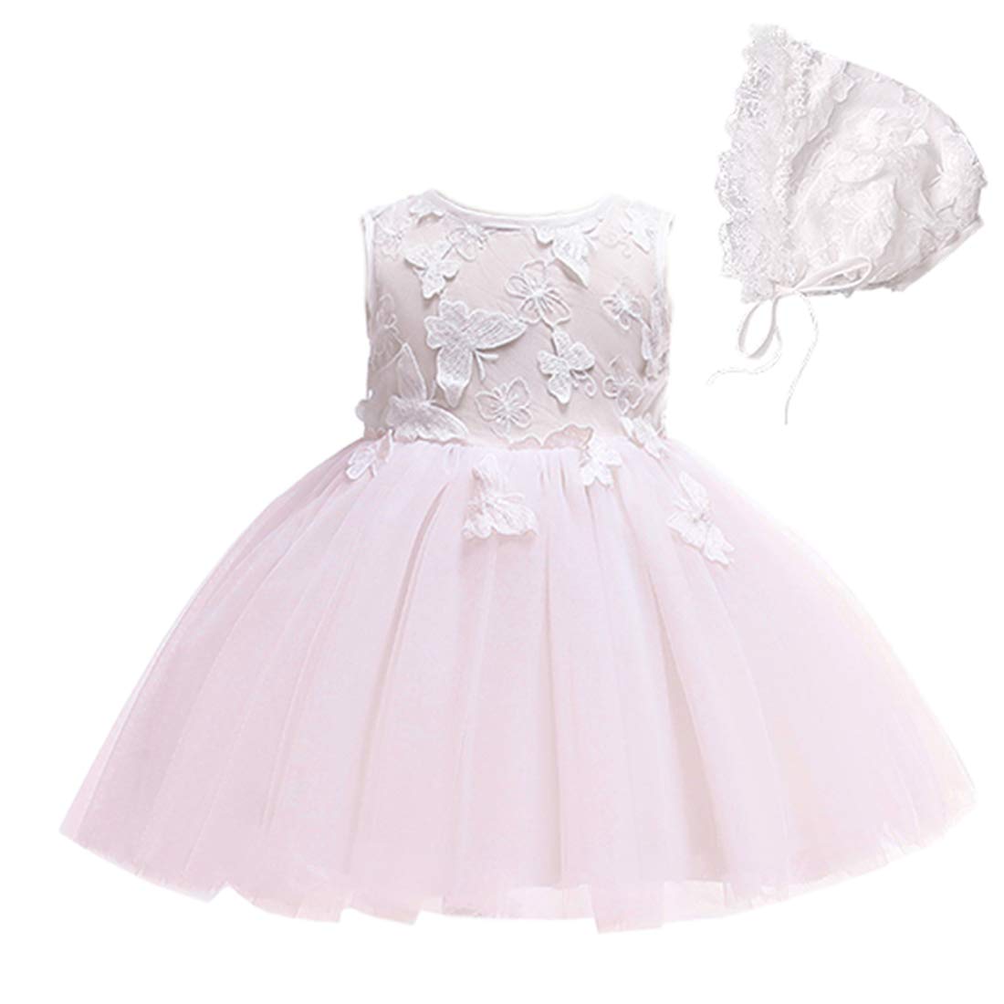 Bow Dream 2pcs Baby Girl Dress Infant Butterfly Wedding Formal Christening Baptism Party Dresses for 0-24 Months