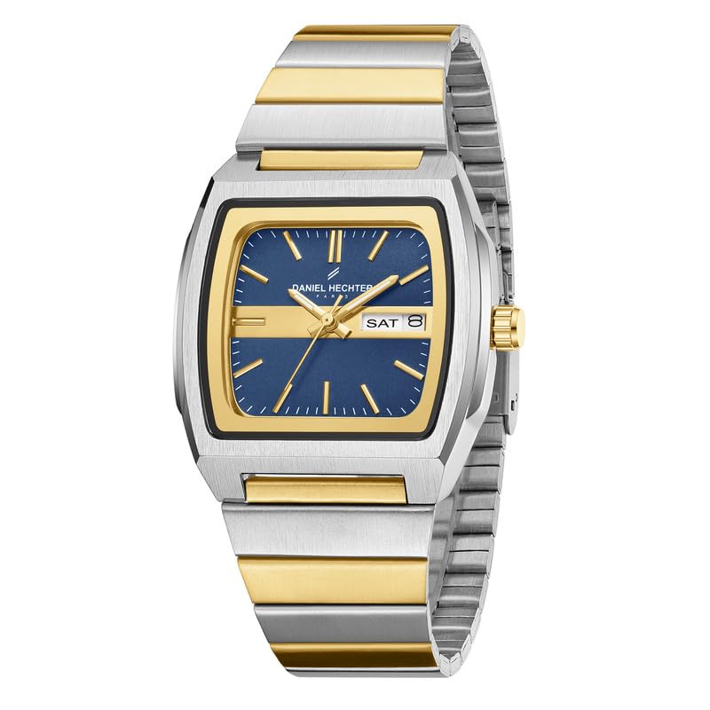Image of Daniel Hechter Paris Emma Collection Analog Quartz Watch for Men with Square Dial with Day-Date Function, Stainless Steel Strap - DHM1049