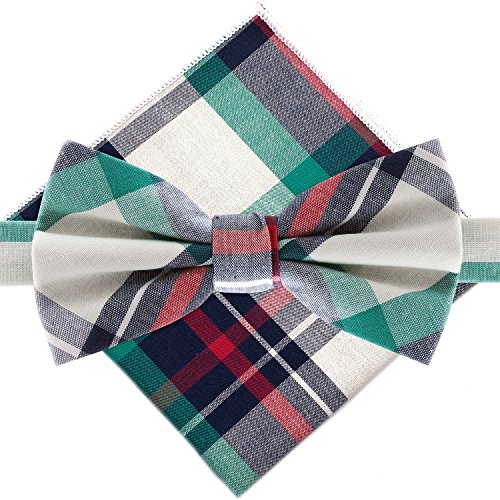 Bowtie & Pocket Square - Green & Red Plaid
