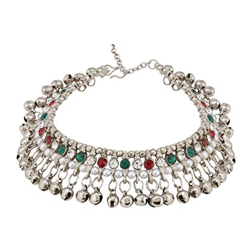 Efulgenz Indian Bridal Anklets for Women Ghungroo Jhanjara Anklet Bollywood Faux Kundan Pearl Ankle Bracelets Set Bell Anklets for Women 6