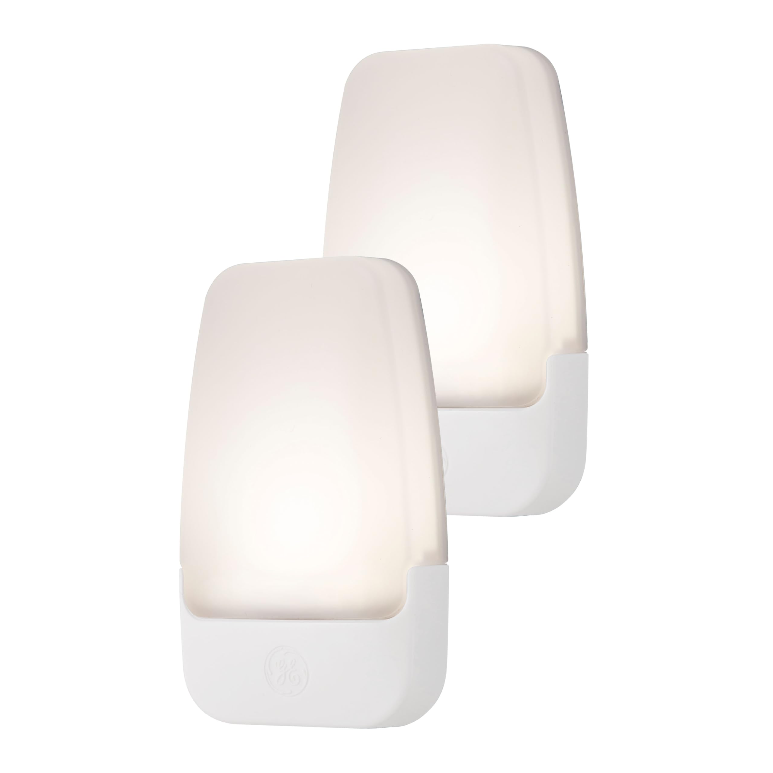 GE LED Night Light, 2 Pack, Plug-In, Dusk-to-Dawn Sensor, Home Décor, Ideal for Bedroom, Nursery, Bathroom, Hallway, Soft, 30966, White | Automatic, 2