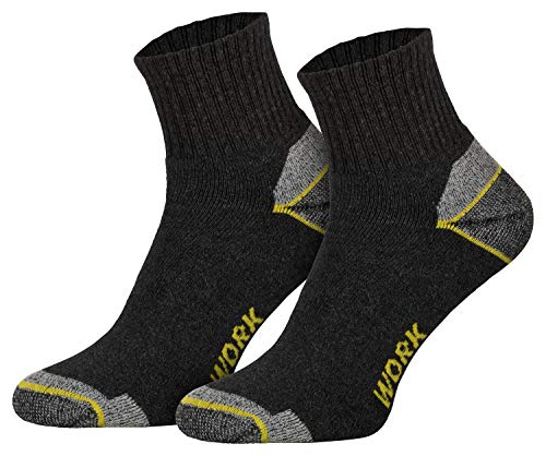 Preisvergleich Produktbild 6 Paar Herren Arbeitssocken Funktionssocken kurz Baumwollsocken verstärkte Ferse Spitze grau 43 44 45 46