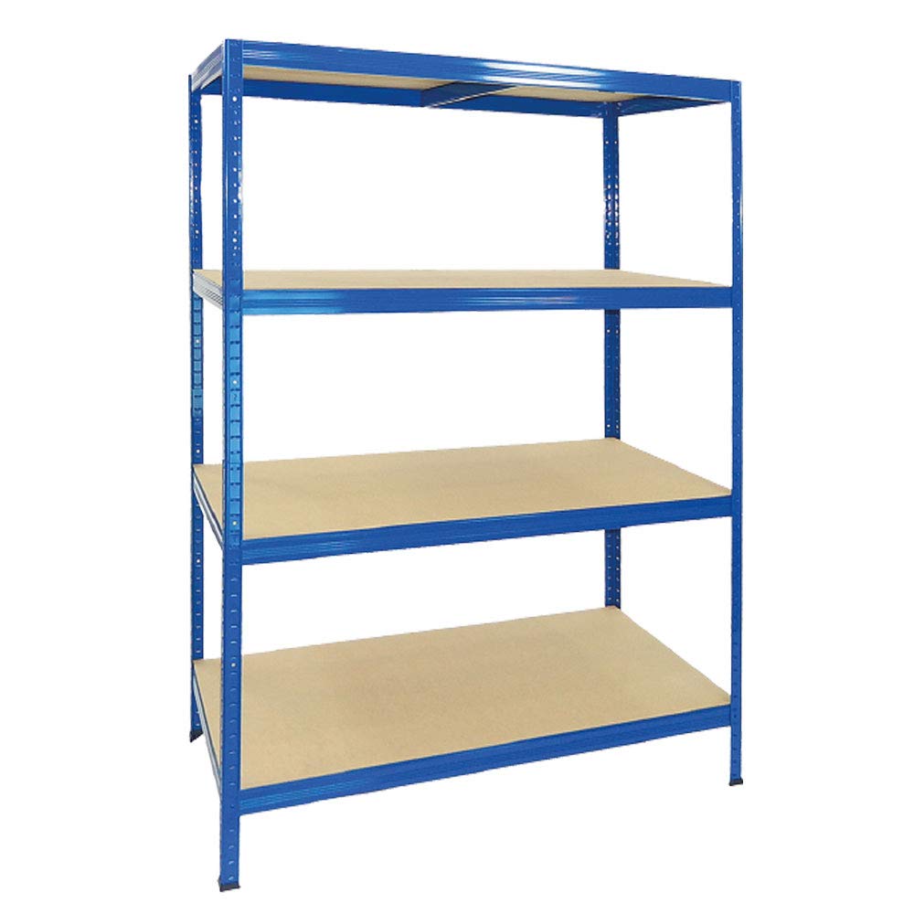 Scaffale legno metallo 4 ripiani cm L120xP60 xH180 Alta portata Blu Incastro