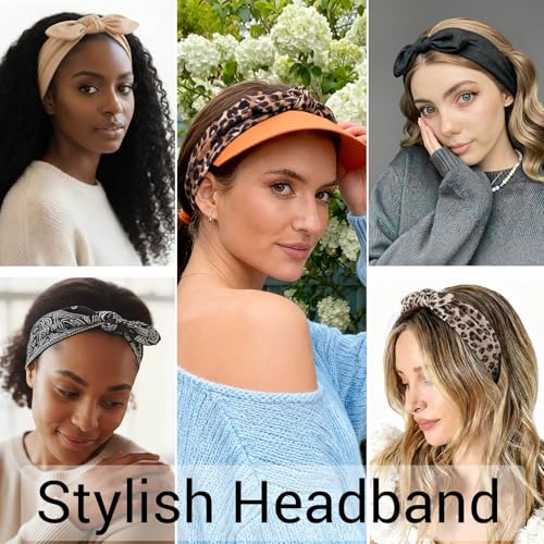 Image of DRESHOW 8 Pack Headbands for Women Yoga Knotted Headbands Elastic Criss Cross Hair Accessories Sports Head Wrap Non Slip