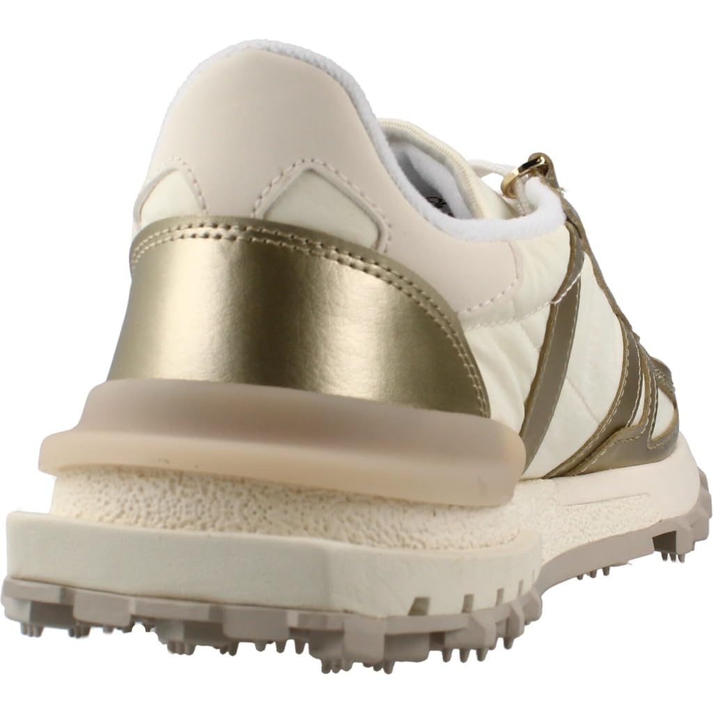 Lacoste Elite Active Zapatillas Running Años 70, Blanco y Dorado, Nailon y Ante, Suela de Caucho, Estilo Deportivo Retro
