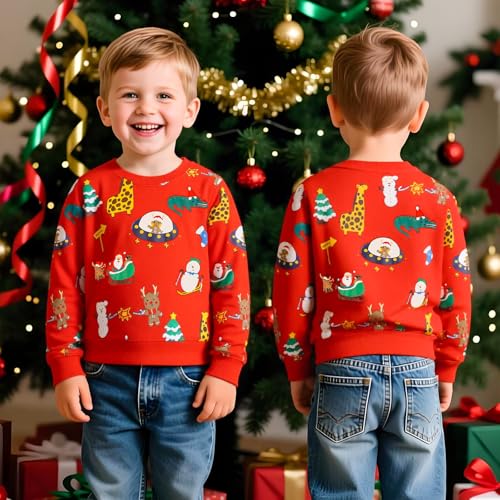 JinBei Sudadera para Bebe Niño Jersey Algodón Deporte Manga Larga Camiseta Sin Capucha Tops Casual Chandal Infantil Cuello Redondo Blusas Ropa Pull-Over Niños, 2-3 Años