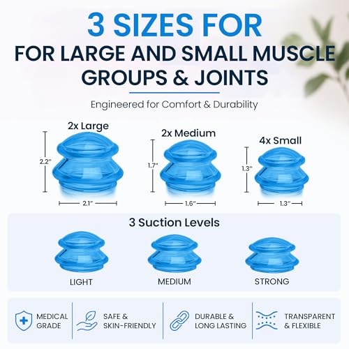Image of Silicone Cupping Set, Cupping Kit for Massage Therapy and Cellulite, 8 Cups | Professional Massage Cupping Cups, Myofascial Release, Body Sculpt Cup, Cellulite Reduction Suction Cups for Body and Back