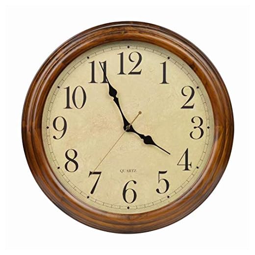 16-Inch Solid Wood Silent Non-Ticking Decorative Wall Clock with Large Arabic Numerals
