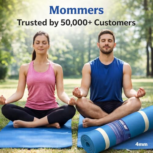 Image of Mommers Yoga Mat 4mm Thickness I Anti Slip EVA Workout Mat for Men & Women I 6x2 Feet Lightweight Exercise Mat for Yoga I Gym, Pilates & Home Workout
