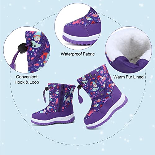 CIOR Winter Snow Boots for Boy and Girl Outdoor Waterproof with Fur Lined(Toddler/Little Kids)4
