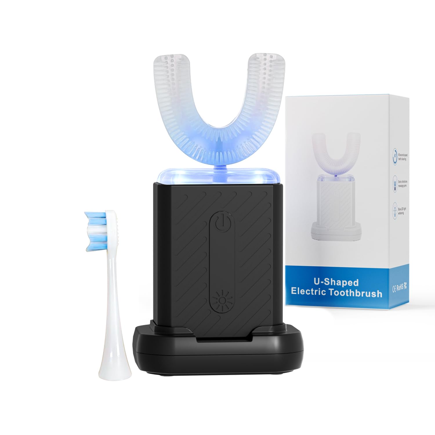 COOBST U-Shaped Electric Toothbrush for Adults, ultrasonic Toothbrush with IPX7 Waterproof, Adult Electric Toothbrush with 4 Clean Modes