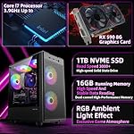 Prebuilt Gaming PC Desktop Computer,Intel Core i7 Desktop,Operating at A Frequency of 3.4-3.9 GHz,RX590 Graphics Card with 8GB GDDR5 Video Memory,16GB RAM, 1TB NVME SSD,WiFi 5.0,RGB Fan x5 - Image 2