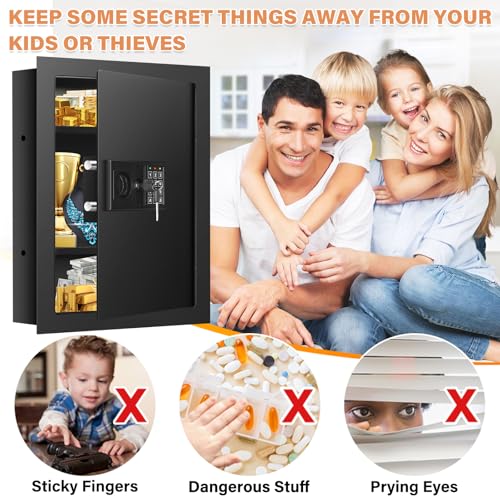 Image of 25.6 inch Tall Fireproof Wall Safes Between Studs 16 inch Centers with Combo Lock