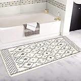 Uphome Boho Runner Rug 2' x 5' Long Bathroom Rugs Non-Slip Geometric Moroccan Farmhouse Bath Mat Soft Machine Washable Floor Mats for Bedroom Entryway Hallway Porch Laundry Room