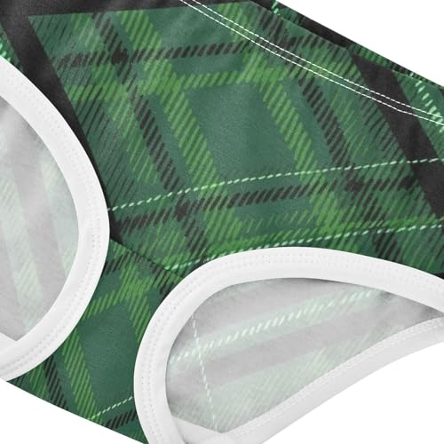 Dark Green Plaid Elastic Waistband Girls' Panties Comfort Color for Girls in Sizes 2T,3T, 4T, 5T, 6Y and 8Y4
