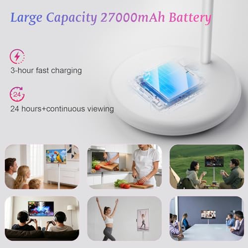 Image of VLH 27 inch Smart Portable TV On Wheels | Cordless Rolling Touchscreen TV | 6GB RAM + 128GB Storage | EDLA-Certified Android 15 OS | Full Swivel Rotation | Voice Remote Control | 4K Camera