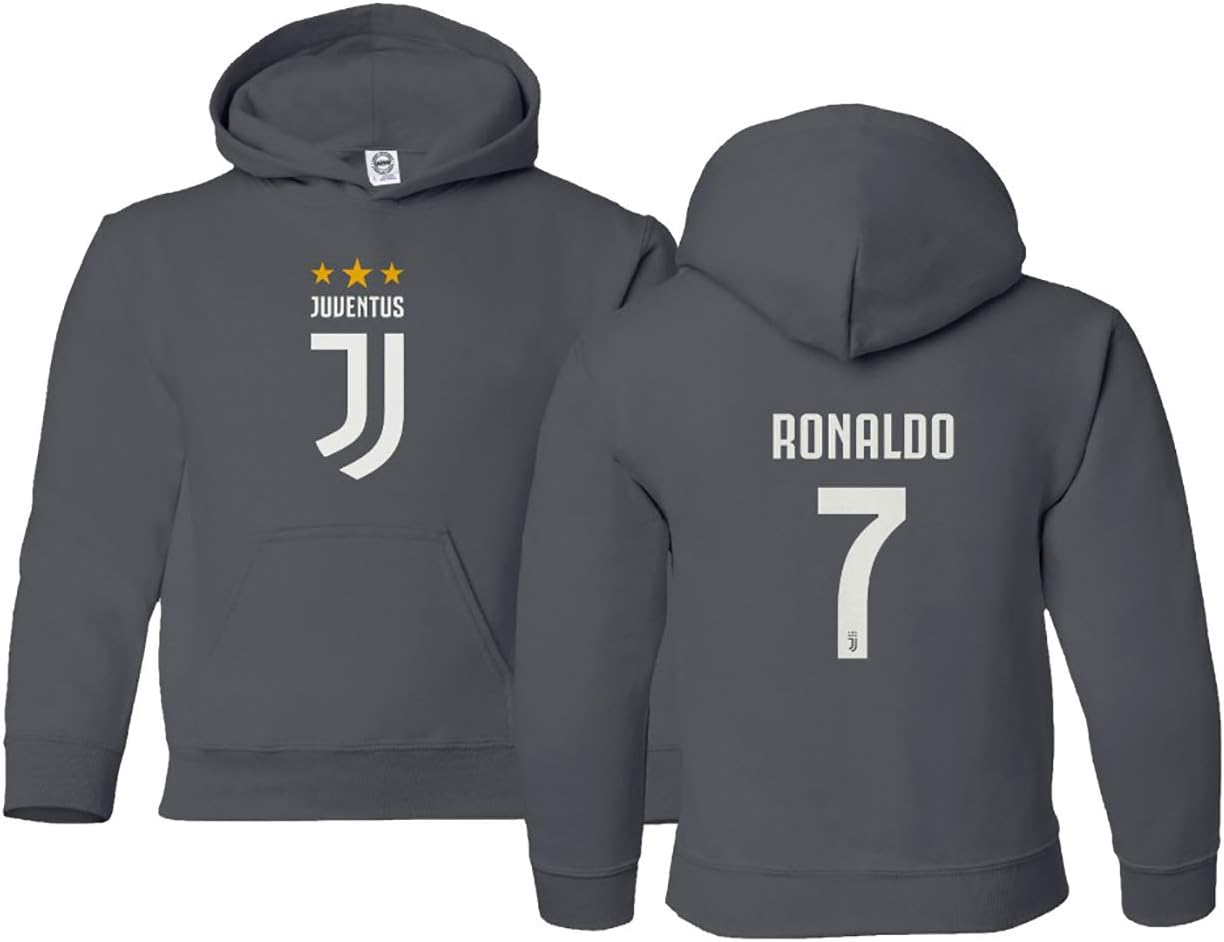 Spark Apparel Soccer Sweatshirt #7 Cristiano Ronaldo Juve Boys Girls Youth Hooded Sweatshirt