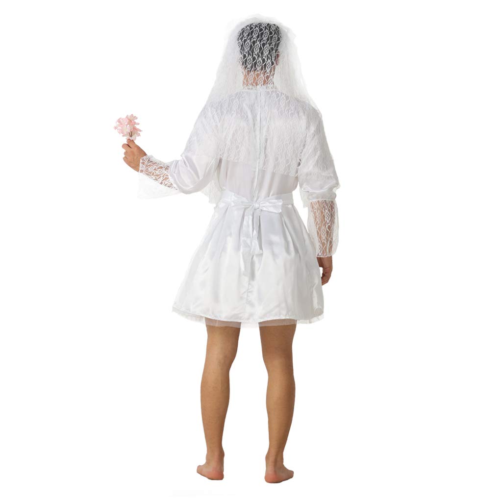EraSpooky Uomo Addio al Celibato Divertente Costume Bianca Sposa Matrimonio Vestito
