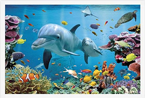 Poster Vintage 1989 - Dauphins Bondissants - 24x36 Pouces, Horizontal, Neuf