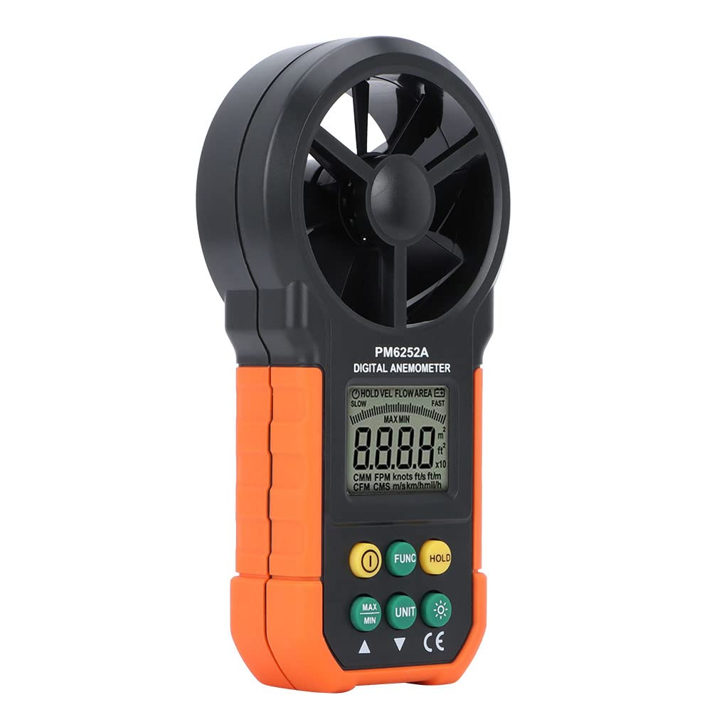 Anemómetro Digital, Medidor de Velocidad del Viento Portátil | Pantalla LCD, diseño portátil, medición precisa, para uso en campo.