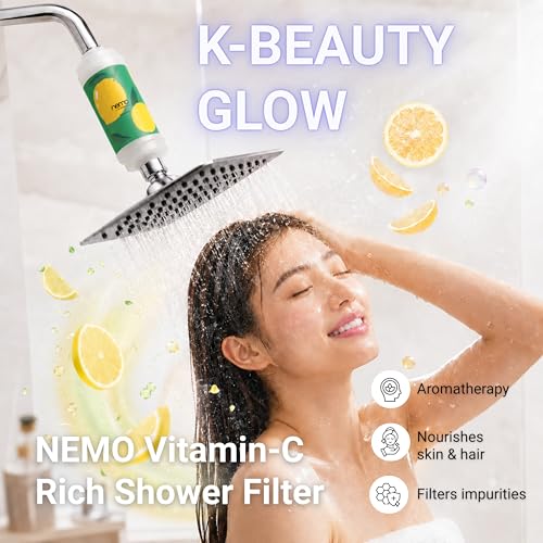Image of NEMO Vitamin Shower Filter (Pop Lemon) | Made in South Korea | Vitamin C + Glycerin Enriched | For Soft Skin & Smooth Hair | Advanced Chlorine & Rust Removal | De-stress with Aromatherapy