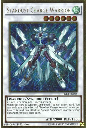 Deckboosters YuGiOh : PGL3-EN005 1st Ed Stardust Charge Warrior Gold Secret Rare Card - ( Premium Gold 3)