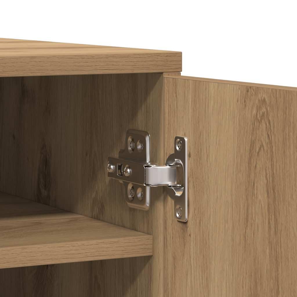 Schuhschrank Artisan-Eiche mit Tür Holzwerkstoff 32 x 35 x 92 cm schmal hoher Schuhständer mit 6 Fächern platzsparend für Flur Diele Eingangsbereich Ordnung und Aufbewahrung