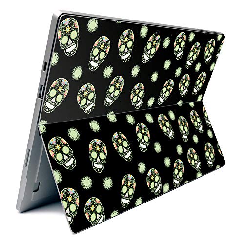 Image of MightySkins Carbon Fiber Skin for Microsoft Surface Pro 7 - Nighttime Skulls | Textured Carbon Fiber Finish | Easy to Apply, Remove, and Change Styles | Made in The USA (CF-MISURPR7-Nighttime Skulls)