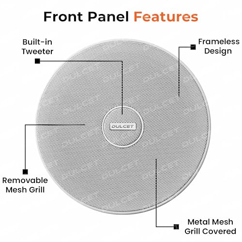 Image of DULCET DC-CS6F-LN Pro White 6.5 inch 20W 2 Way 8 Ohms Ceiling Speaker with Dedicated 100V Constant Supply Input & Line Matching Transformer for PA Amplifier
