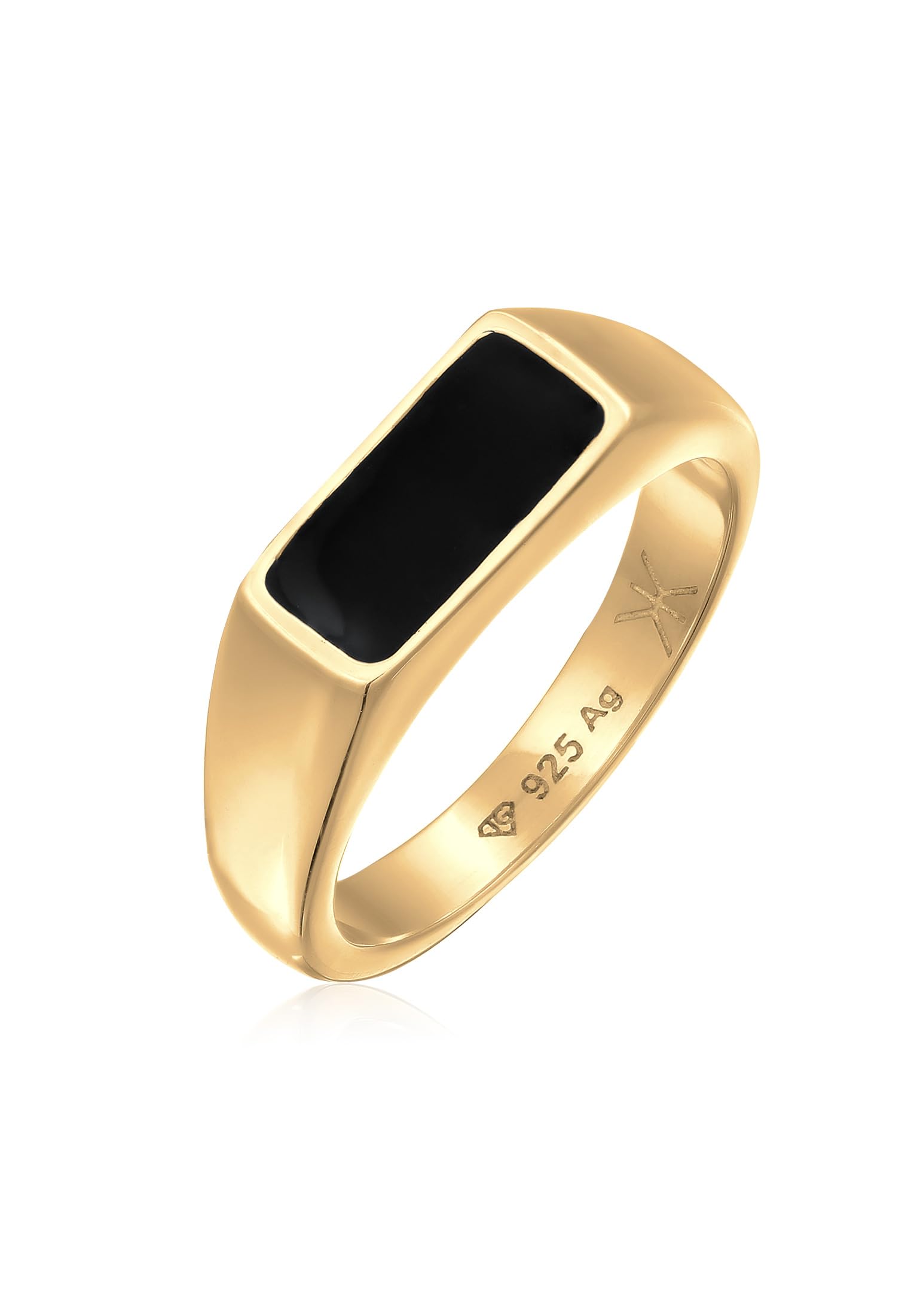Kuzzoi Anillo de plata de ley 925 para hombre chapado en oro clásico con placa de esmalte para hombre en tamaño 60 – 66, 0612710424