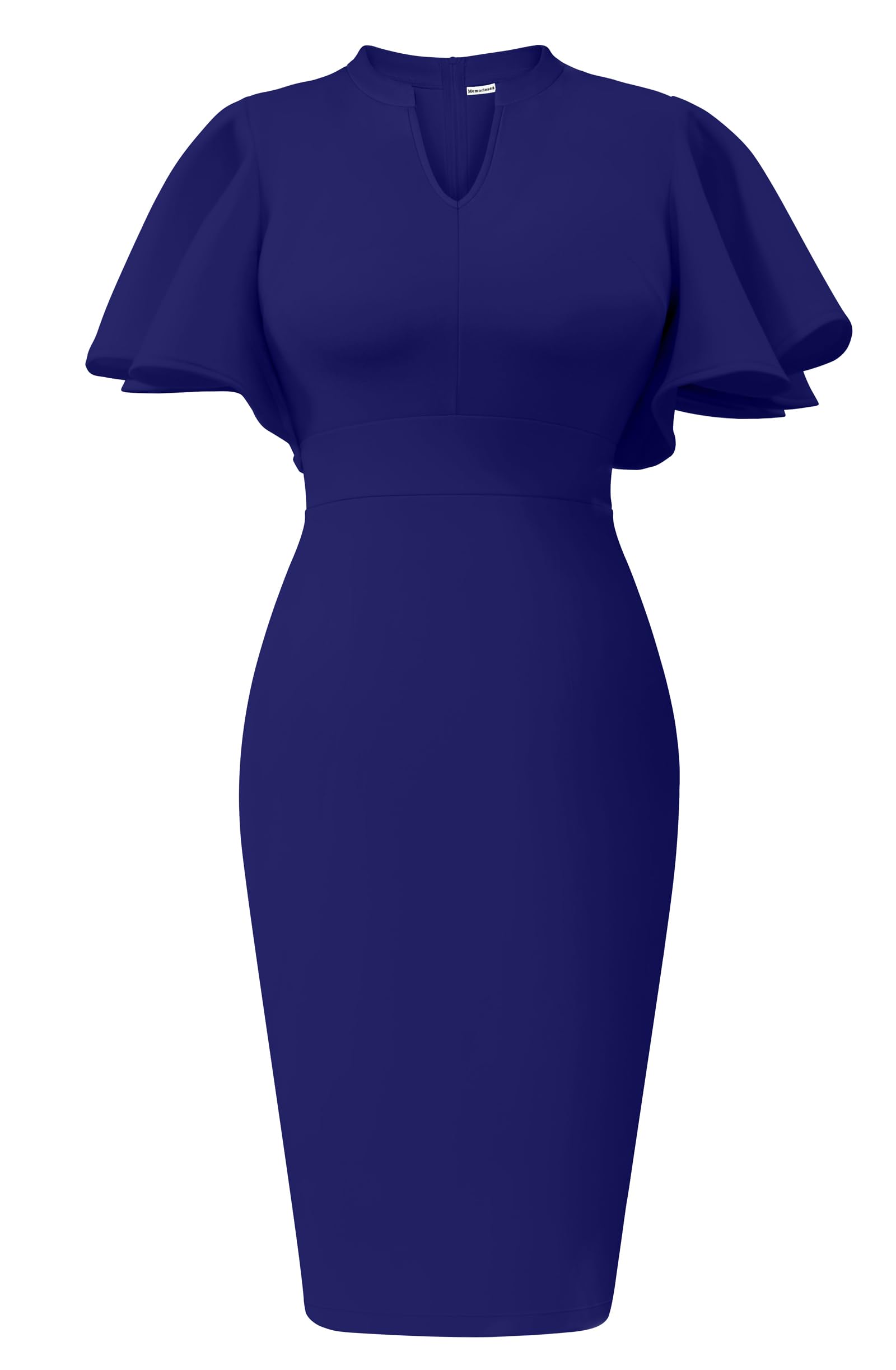 Memoriesea Women's Elegant Ruffle Sleeve Formal Party Cocktail Pencil Midi Dress