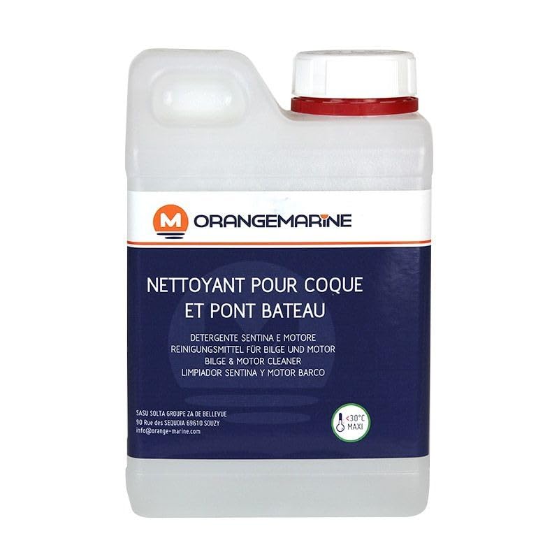 Orangemarine Nettoyant Coque & Pont Bateau 1 L – Solution Puissante & Économique pour Polyester, Peinture & Skaï | Biodégradable & Peu Moussant | Dégraissant Ultra Efficace