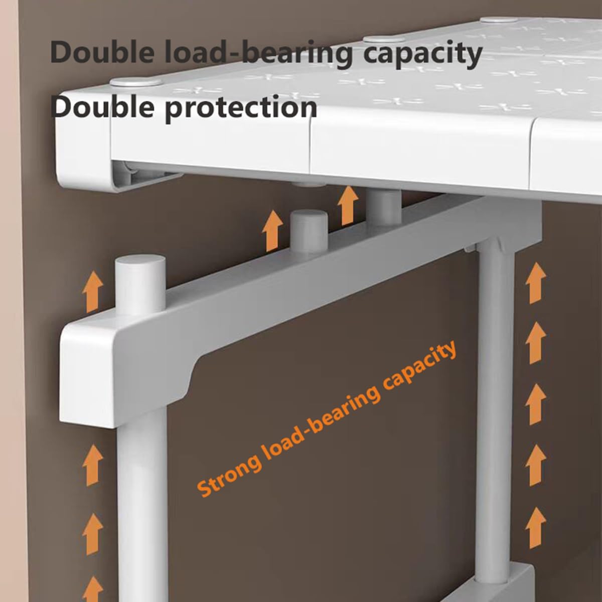 Scaffale portaoggetti espandibile e resistente, regolabile, in 2 pezzi, per armadio, cucina e bagno, dimensioni 42 x 22 x 37-48 cm, soluzione salvaspazio