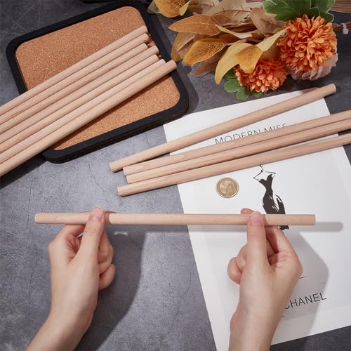 OLYCRAFT 12Pcs Round Wood Sticks 30cm Long Unfinished Beech Wood Strips 12mm Round Dowels Strips Wooden Dowel Rod Natural Wood Sticks Model Accessories for Building Model DIY Craft Supplies - Image 3