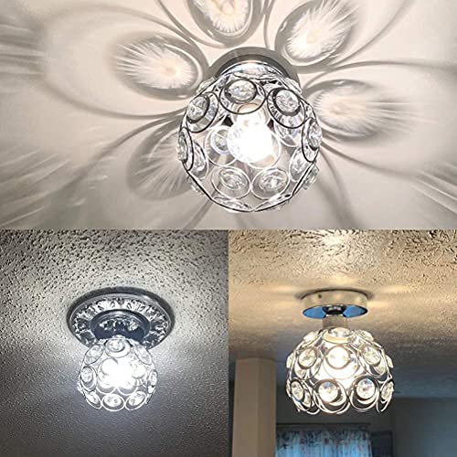 Tislyco Modern Semi Flush Mount Ceiling Light Fixture, Mini Chandelier Crystal Ceiling Lamp, Close To Ceiling Light For Foyer Hallway Entryway Kitchen Bedroom Dining Rooms Bar #TOP6