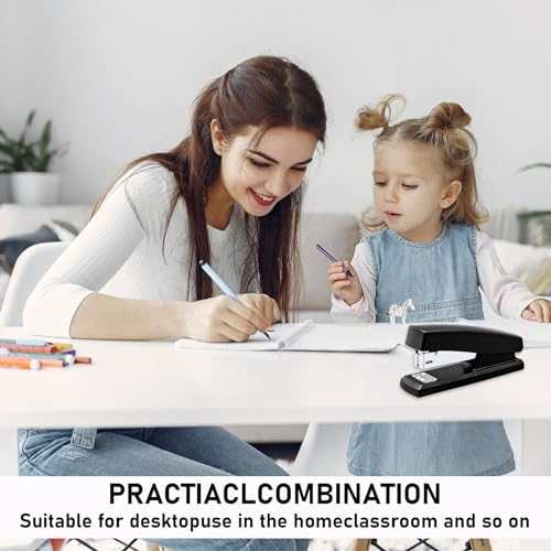 6 Pieces Desktop Staplers with 3000 Staples 24/6 Staples Heavy Duty Office Stapler 2-20 Sheet Capacity Desk Staplers for Student and Office Use (Black) image 5
