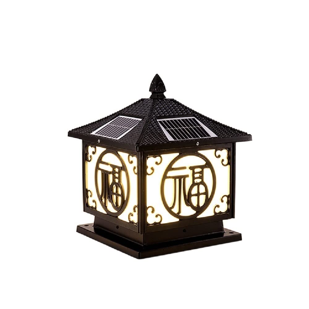 Latarnia solarna LED w stylu vintage, chiński styl vintage, aluminiowa, wodoodporna IP65, dekoracyjna lampa do wnętrz, idealna na drzwi, patio, do ogrodu, willi