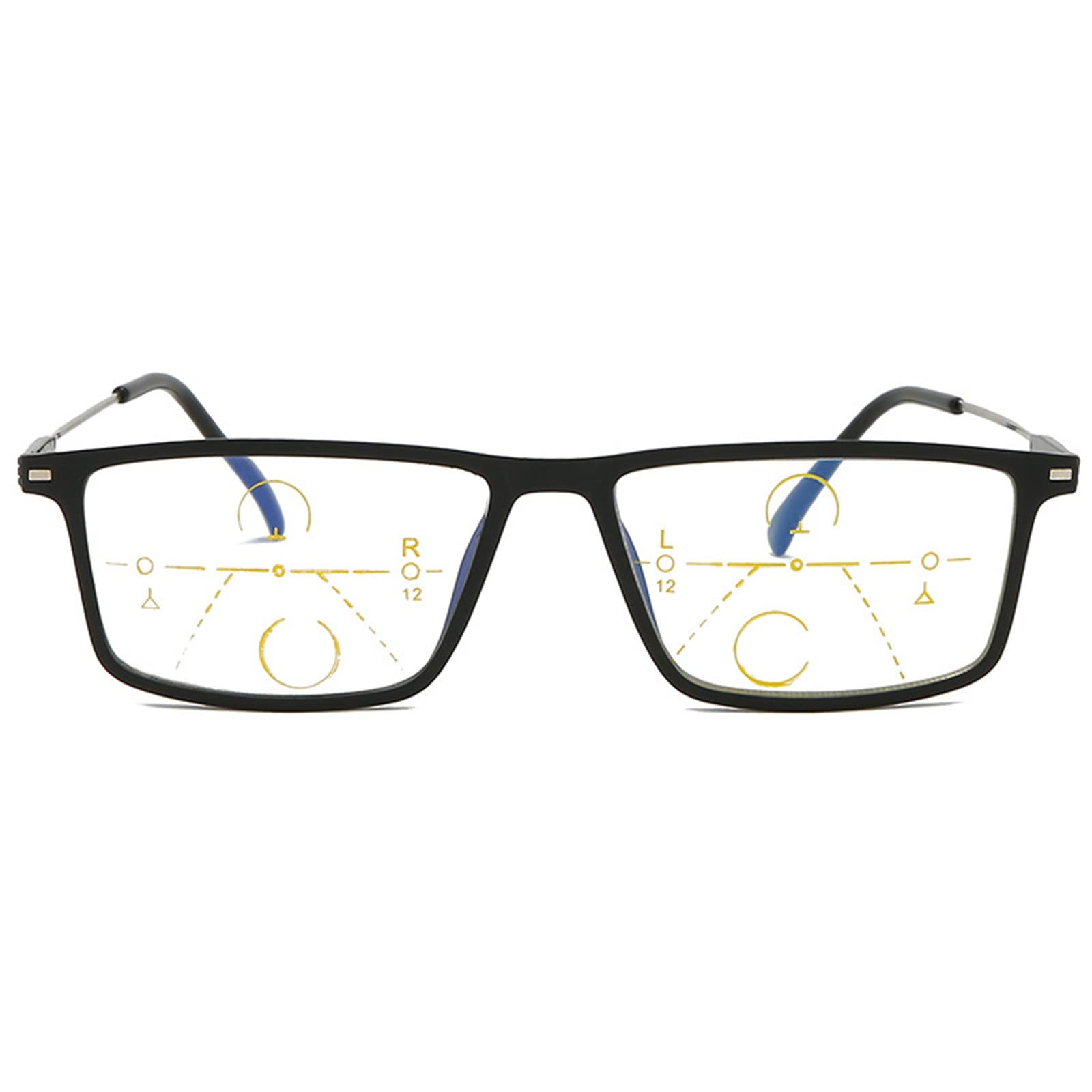 Gafas de Lectura cuadradas para Hombre, Lente HD multifoco progresiva, Memoria de Titanio, Lector de Ancianos Ultraligero +1,0 a + 3,0, Negro-+2,50