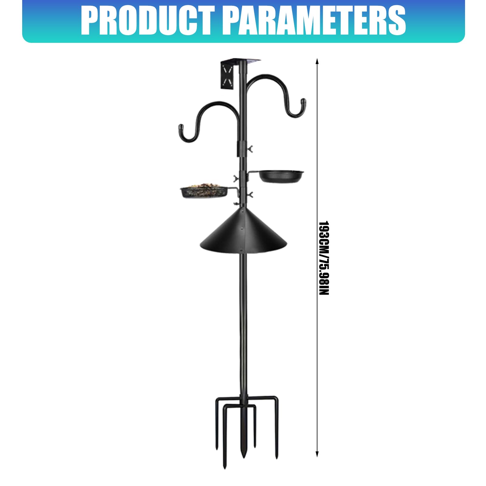 Supporto per mangiatoia per Uccelli in Metallo con Riparo in Legno e 5 Piattaforme sospese per Decorazioni da Giardino Esterno Supporto per mangiatoia per Uccelli Resistente alle intemperie