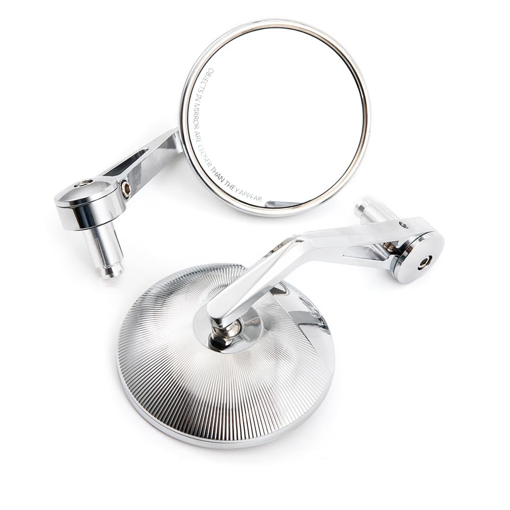 4 ‘’ rétroviseurs latéral de moto guidon miroir final E24 miroir latéral rond pour Cafe Racer Bobber Chopper Scooter (Argent)