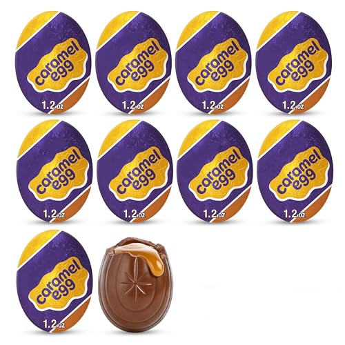 Caramel Eggs, 10 Count – Easter Chocolate Treats, Creamy Milk Chocolate with Smooth Caramel Filling – Perfect for Egg Hunts, Easter Baskets & Candy Gifts – 1.2oz Each