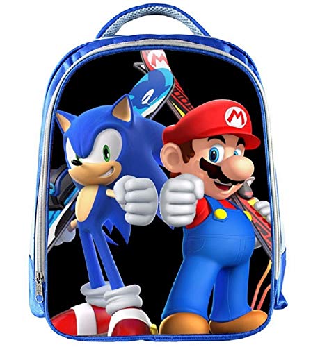 MIAOGOU Mario Bros Pegatinas 13 Pulgadas Mochila Niños Dibujos Animados Mochilas De