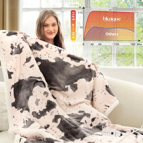 Image of Heated Blanket Throw Blanket - Fast Heating Electric Blanket, Soft Flannel Heated Throw with 4 Time Settings,10 Heating Settings, Warm Gifts for Women & Mom & Grandma